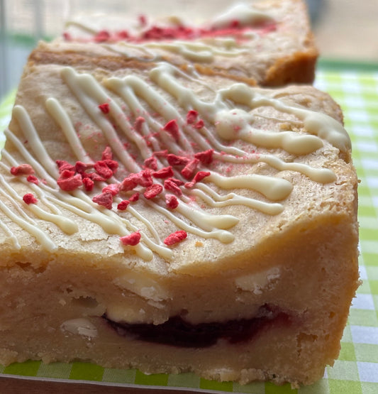 Raspberry & White Chocolate Blondie